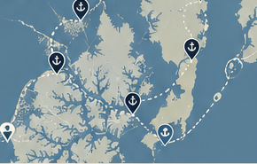 Sammi's Chesapeake Bay map with anchor pins